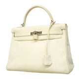 【6ge6626】エルメス ハンドバッグ ケリー32 トリヨンクレマンス ホワイト シルバー金具 □K刻印【中古】レディース