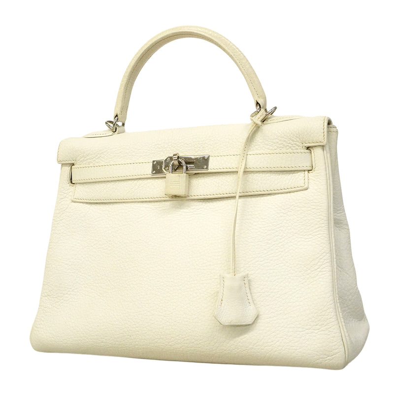 【6ge6626】エルメス ハンドバッグ ケリー32 トリヨンクレマンス ホワイト シルバー金具 □K刻印【中古】レディース