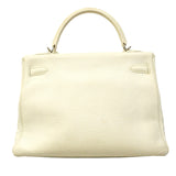 【6ge6626】エルメス ハンドバッグ ケリー32 トリヨンクレマンス ホワイト シルバー金具 □K刻印【中古】レディース