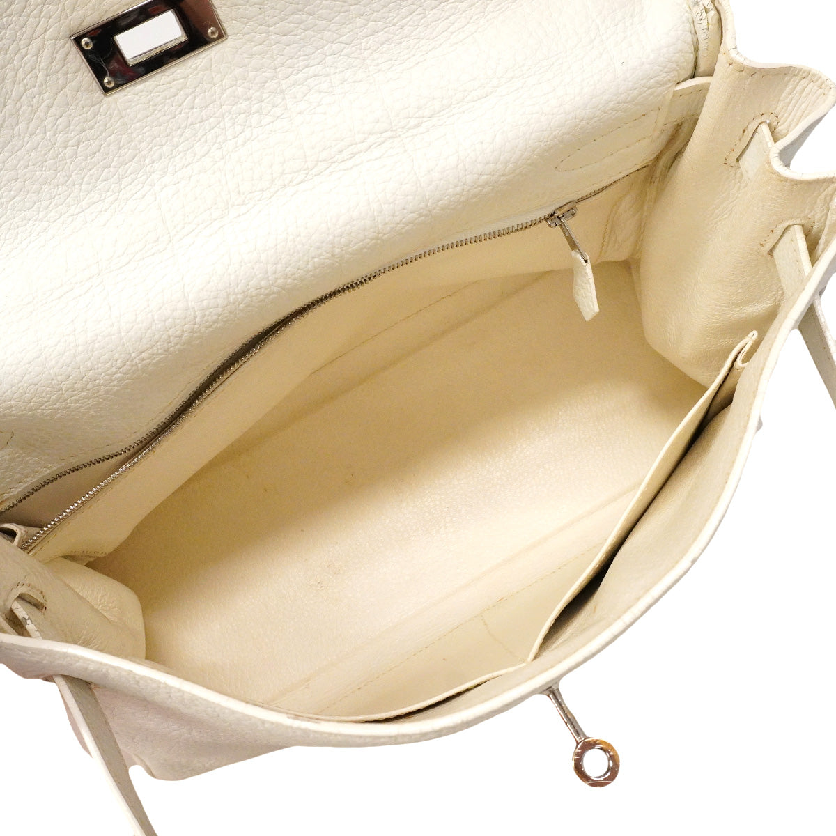 【6ge6626】エルメス ハンドバッグ ケリー32 トリヨンクレマンス ホワイト シルバー金具 □K刻印【中古】レディース