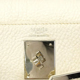 【6ge6626】エルメス ハンドバッグ ケリー32 トリヨンクレマンス ホワイト シルバー金具 □K刻印【中古】レディース