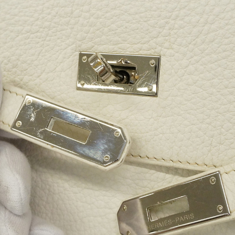 【6ge6626】エルメス ハンドバッグ ケリー32 トリヨンクレマンス ホワイト シルバー金具 □K刻印【中古】レディース