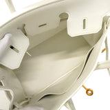 【6ge6627-g】エルメス ハンドバッグ バーキン25 スイフト ニューホワイト ゴールド金具 W刻印【中古】レディース