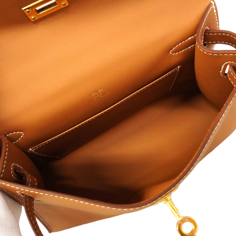 【6ge6628-g】エルメス ハンドバッグ ポシェットケリー スイフト ゴールド ゴールド金具 G刻印【中古】レディース