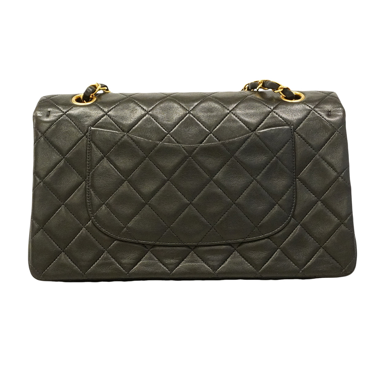 【6ha0006】シャネル ショルダーバッグ マトラッセ Wフラップ Wチェーン ラムスキン ブラック ゴールド金具【中古】レディース