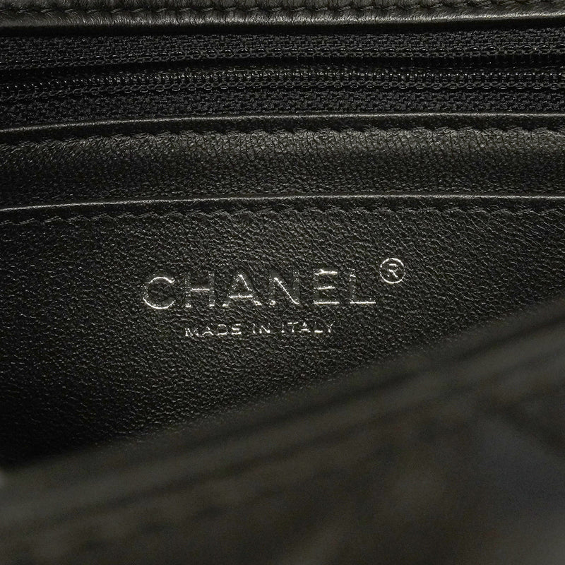 【6ha0008】シャネル ショルダーバッグ ミニマトラッセ チェーンショルダー ラムスキン ブラック シルバー金具【中古】レディース