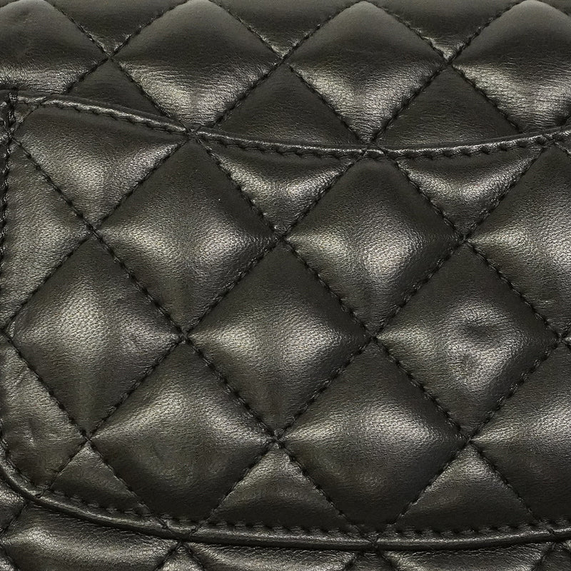 【6ha0008】シャネル ショルダーバッグ ミニマトラッセ チェーンショルダー ラムスキン ブラック シルバー金具【中古】レディース
