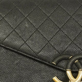 【6ha0009】シャネル ハンドバッグ チェーンショルダー ハーフココ キャビアスキン ブラック シャンパンゴールド金具 2wayバッグ【中古】レディース