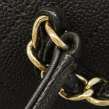 【6ha0009】シャネル ハンドバッグ チェーンショルダー ハーフココ キャビアスキン ブラック シャンパンゴールド金具 2wayバッグ【中古】レディース