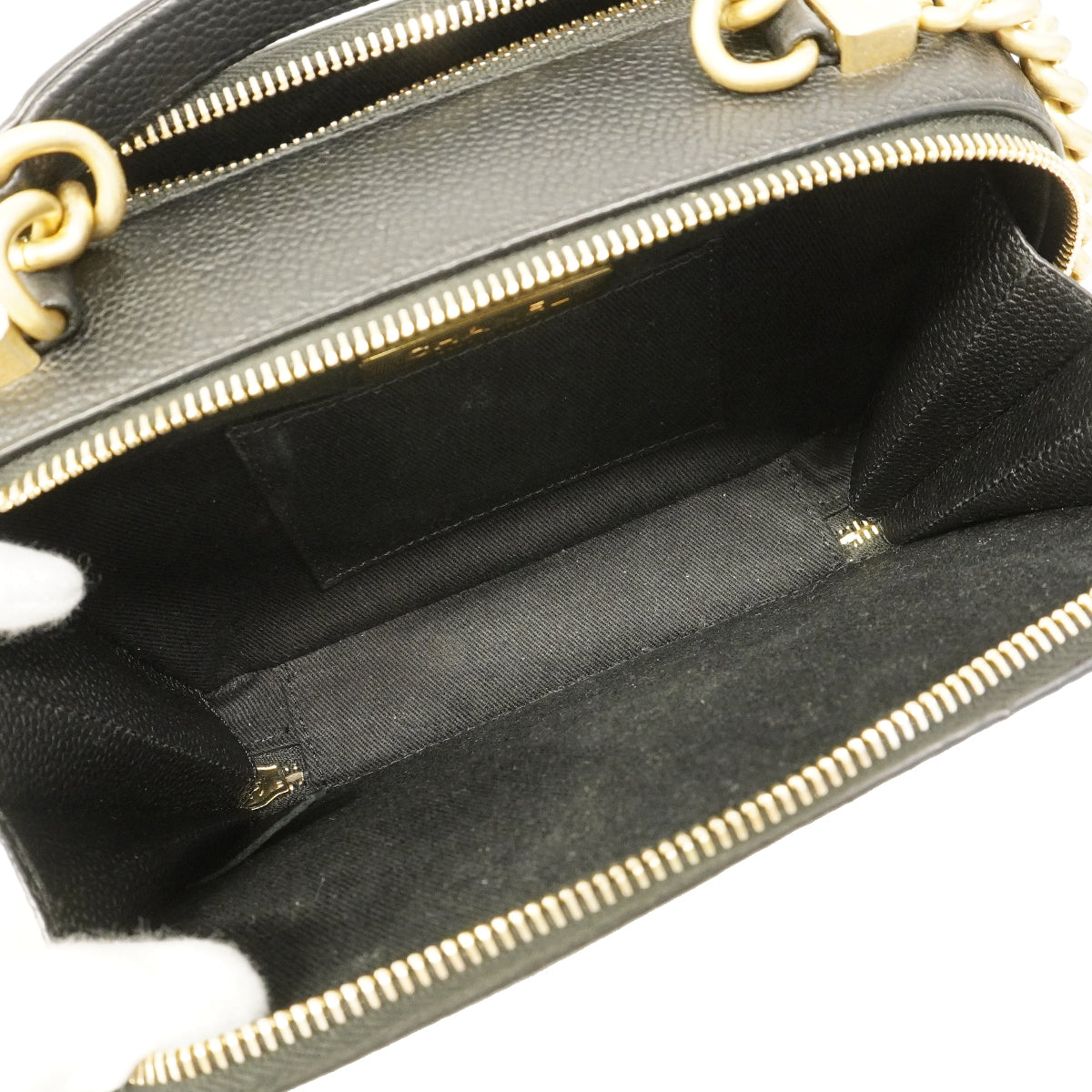 【6ha0010】シャネル バニティバッグ マトラッセ チェーンショルダー キャビアスキン ブラック ゴールド金具 2wayバッグ【中古】レディース