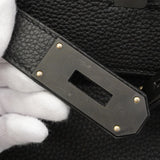 【6ha0042-g】エルメス ハンドバッグ オータクロア40 トゴ ソーブラック シルバー金具 G刻印【中古】メンズ
