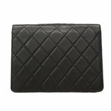 【6ha0043】シャネル ショルダーバッグ マトラッセ Wチェーン ラムスキン ブラック ゴールド金具【中古】レディース