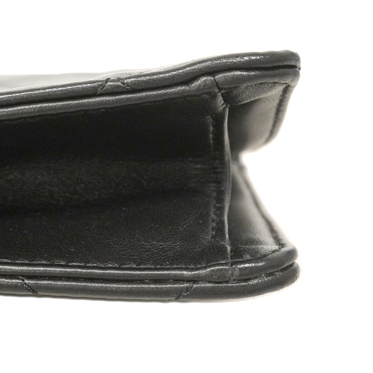 【6ha0043】シャネル ショルダーバッグ マトラッセ Wチェーン ラムスキン ブラック ゴールド金具【中古】レディース