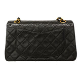 【6ha0044】シャネル ショルダーバッグ マトラッセ Wフラップ Wチェーン ラムスキン ブラック ゴールド金具【中古】レディース