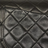 【6ha0044】シャネル ショルダーバッグ マトラッセ Wフラップ Wチェーン ラムスキン ブラック ゴールド金具【中古】レディース