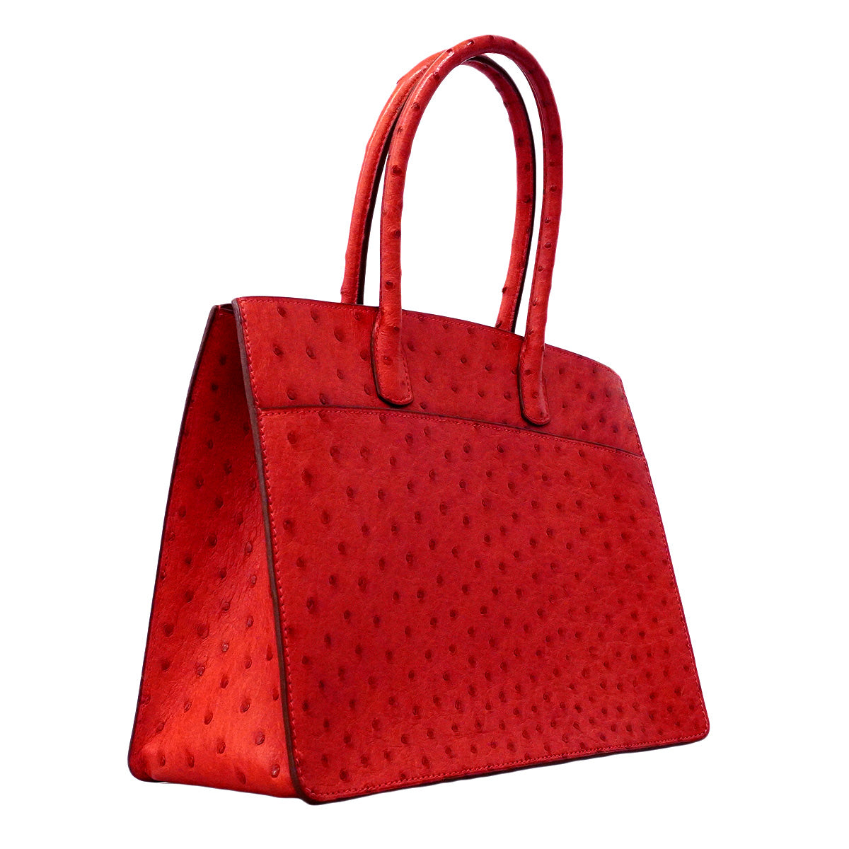 【6ha0046】エルメス ハンドバッグ ホワイトバスPM オーストリッチ ルージュヴィフ ゴールド金具 □F刻印【中古】レディース