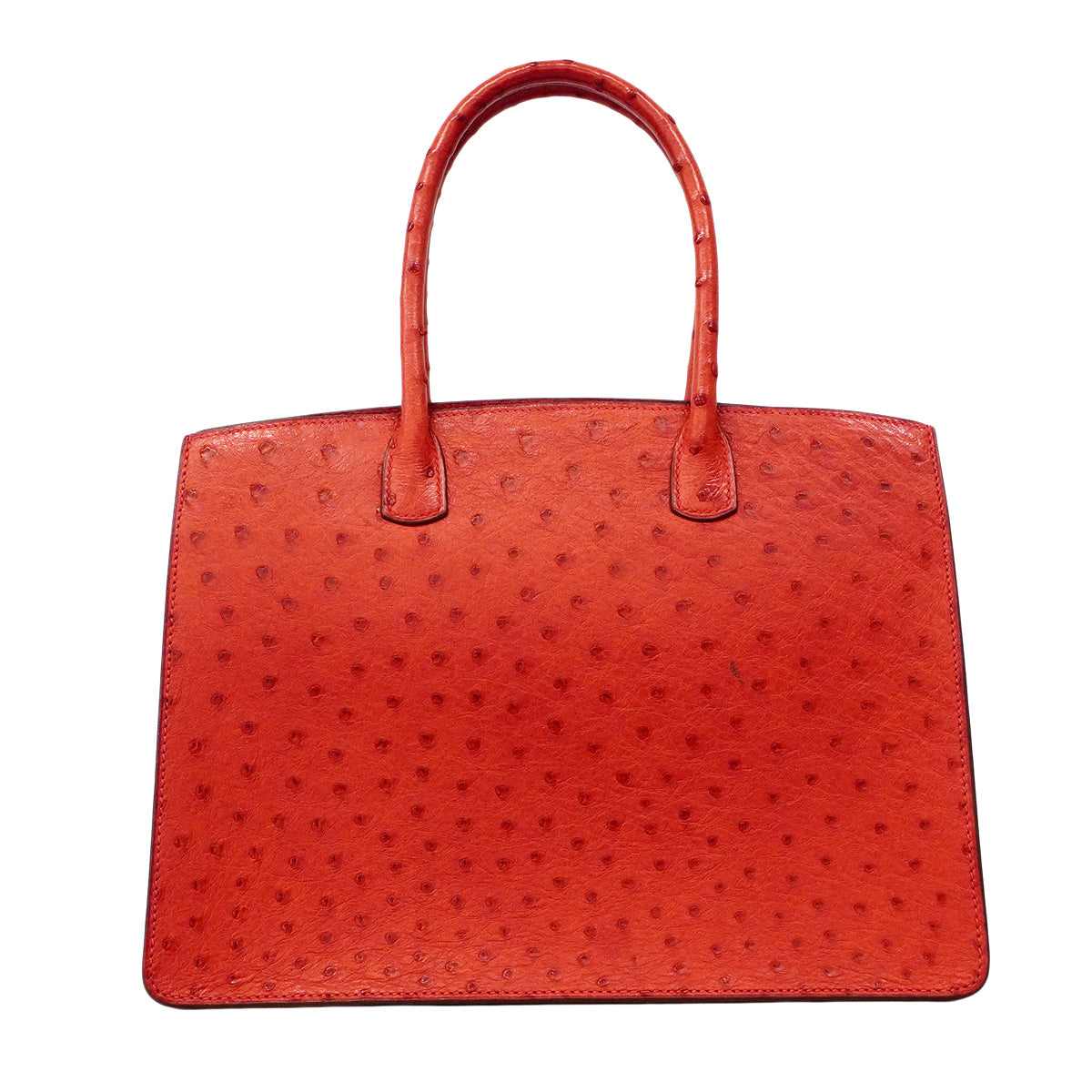 【6ha0046】エルメス ハンドバッグ ホワイトバスPM オーストリッチ ルージュヴィフ ゴールド金具 □F刻印【中古】レディース