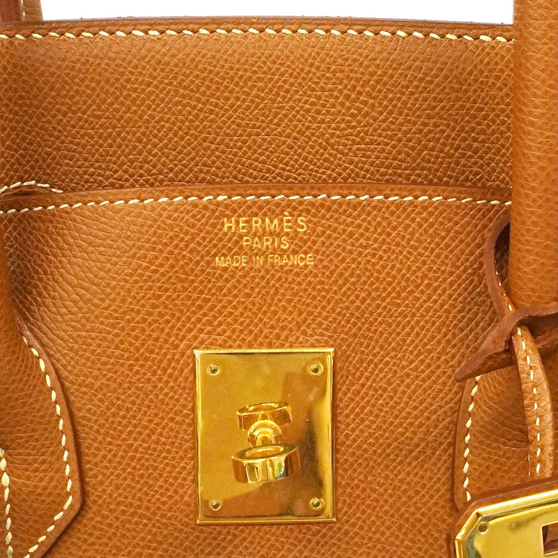 【6ha0051】エルメス ハンドバッグ バーキン35 クシュベル ゴールド ゴールド金具 □C刻印【中古】レディース