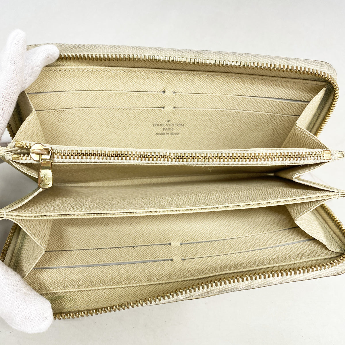 【6ha0072】ルイヴィトン 長財布 ダミエ・アズール ジッピーウォレット N60019 ホワイト【中古】メンズ レディース ユニセックス