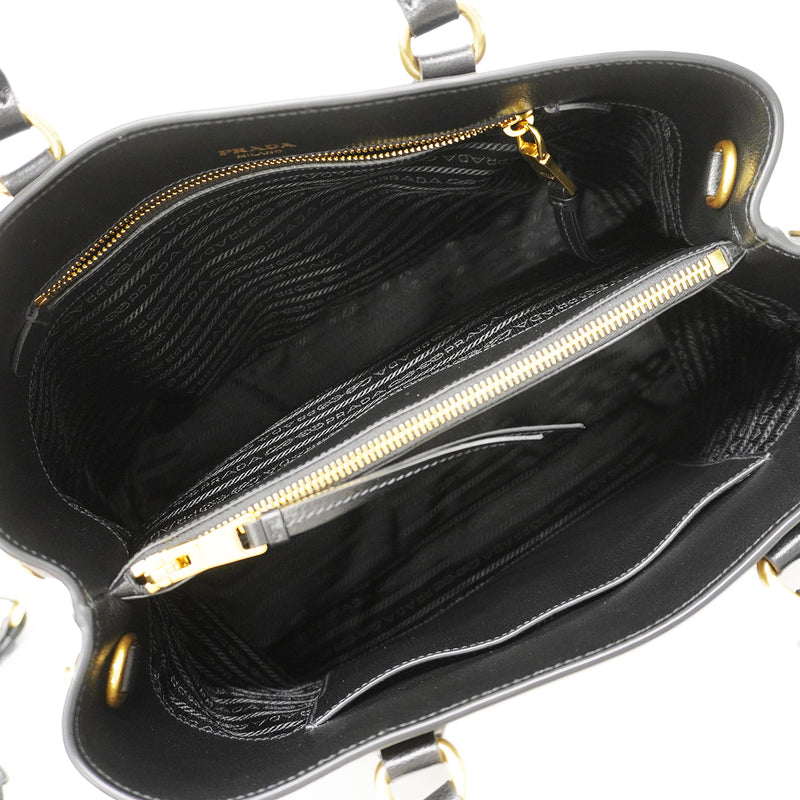 【6fa1587-k】プラダ ハンドバッグ レザー ブラック ゴールド金具 2wayバッグ【中古】レディース