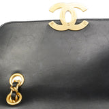 【6hb0077】シャネル ショルダーバッグ マトラッセ Wチェーン ラムスキン ブラック ゴールド金具【中古】レディース