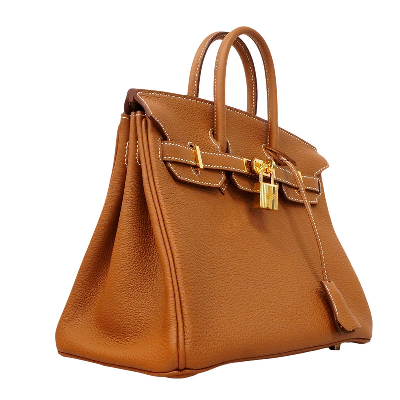 【6hb0078-g】エルメス ハンドバッグ バーキン25 トゴ ゴールド ゴールド金具 W刻印【中古】レディース