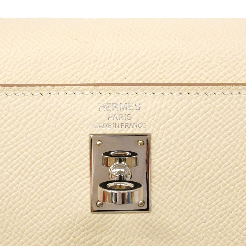 【6hb0080-g】エルメス ハンドバッグ ケリー25 ヴォーエプソン クレ シルバー金具 B刻印 2wayバッグ【中古】レディース