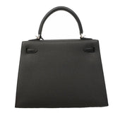 【6hb0081-g】エルメス ハンドバッグ ケリー25 ヴォーエプソン ブラック シルバー金具 U刻印 2wayバッグ【中古】レディース