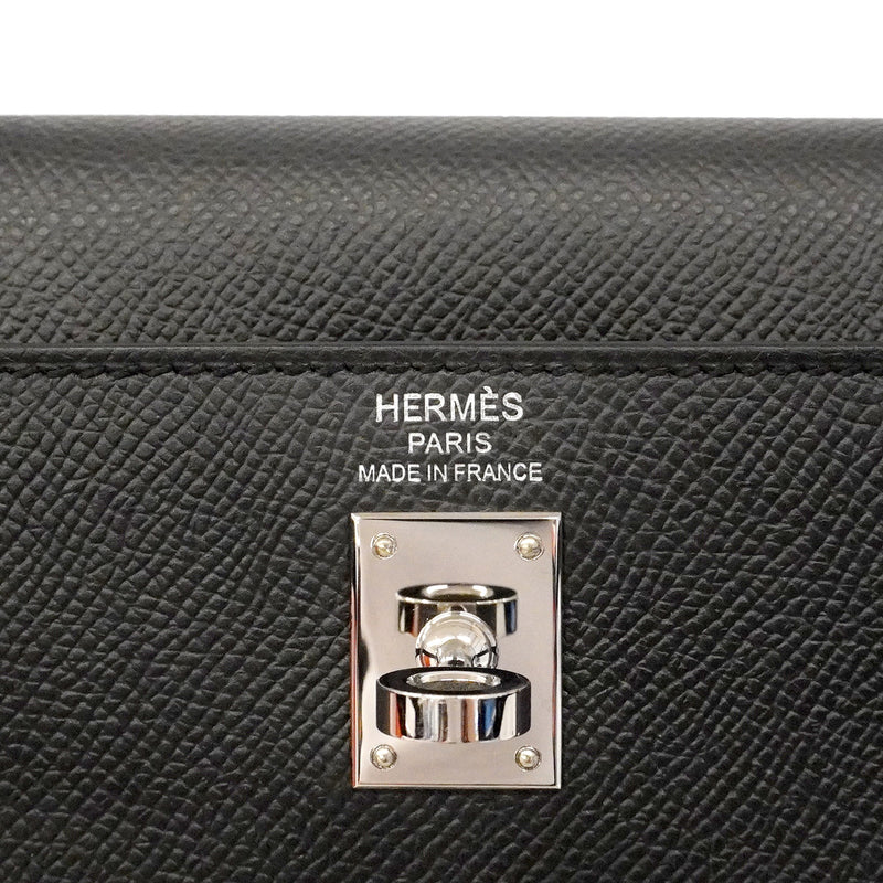 【6hb0081-g】エルメス ハンドバッグ ケリー25 ヴォーエプソン ブラック シルバー金具 U刻印 2wayバッグ【中古】レディース