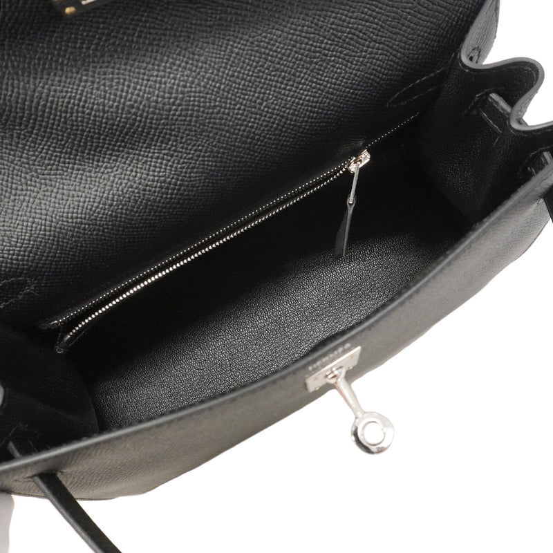 【6hb0081-g】エルメス ハンドバッグ ケリー25 ヴォーエプソン ブラック シルバー金具 U刻印 2wayバッグ【中古】レディース