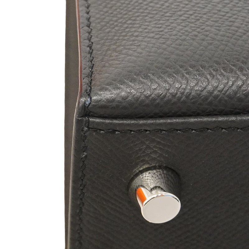 【6hb0081-g】エルメス ハンドバッグ ケリー25 ヴォーエプソン ブラック シルバー金具 U刻印 2wayバッグ【中古】レディース