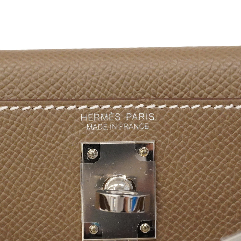 【6hb0082-g】エルメス ハンドバッグ ミニケリー2 ヴォーエプソン エトゥープ シルバー金具 K刻印 2wayバッグ【中古】レディース