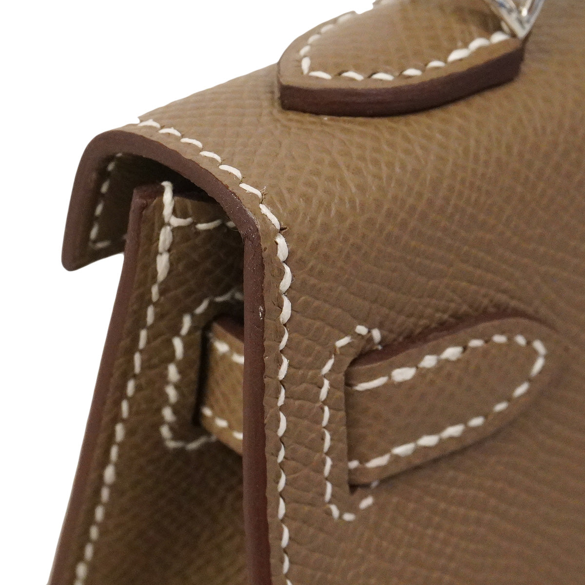 【6hb0082-g】エルメス ハンドバッグ ミニケリー2 ヴォーエプソン エトゥープ シルバー金具 K刻印 2wayバッグ【中古】レディース