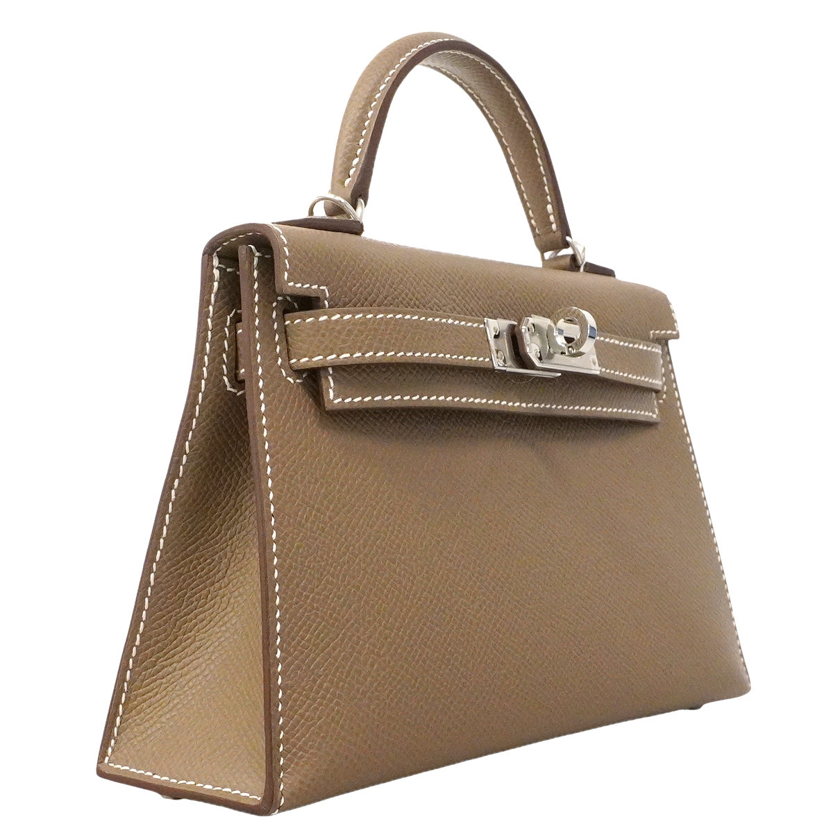 【6hb0082-g】エルメス ハンドバッグ ミニケリー2 ヴォーエプソン エトゥープ シルバー金具 K刻印 2wayバッグ【中古】レディース