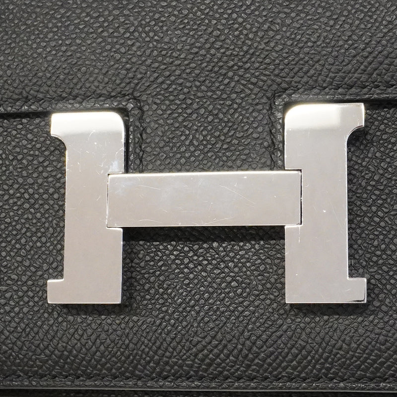 【6hb0083】エルメス ショルダーバッグ コンスタンスミニ ヴォーエプソン ブラック シルバー金具 K刻印【中古】レディース
