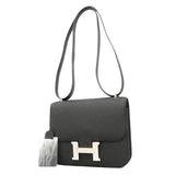 【6hb0083】エルメス ショルダーバッグ コンスタンスミニ ヴォーエプソン ブラック シルバー金具 K刻印【中古】レディース