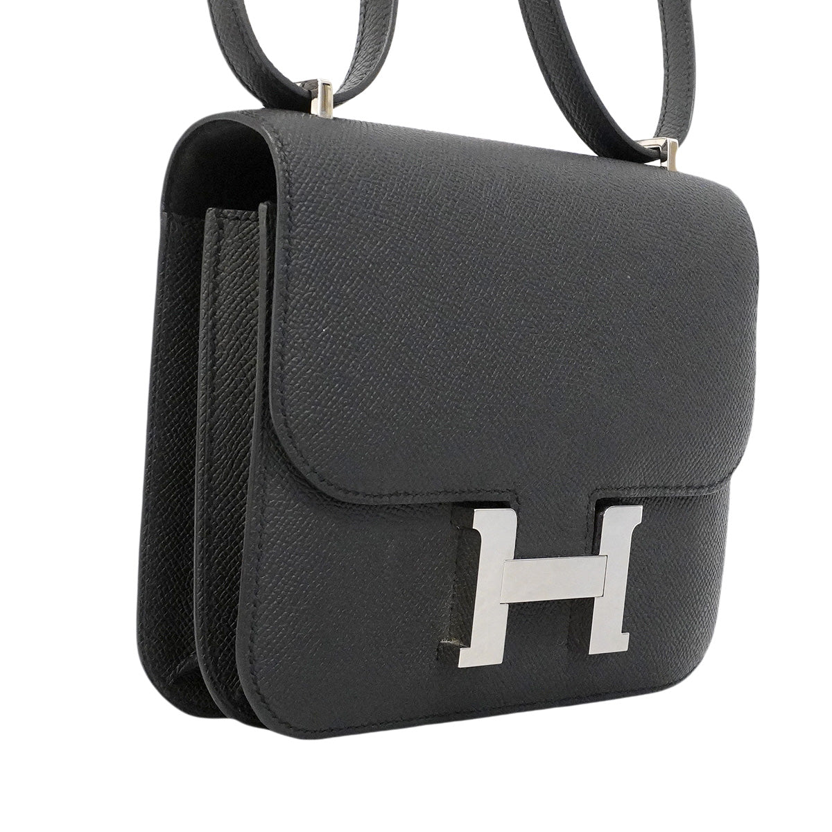 【6hb0083】エルメス ショルダーバッグ コンスタンスミニ ヴォーエプソン ブラック シルバー金具 K刻印【中古】レディース