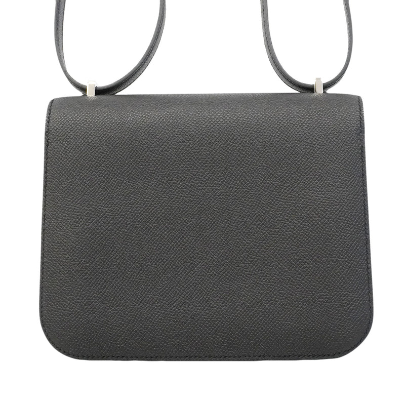 【6hb0083】エルメス ショルダーバッグ コンスタンスミニ ヴォーエプソン ブラック シルバー金具 K刻印【中古】レディース