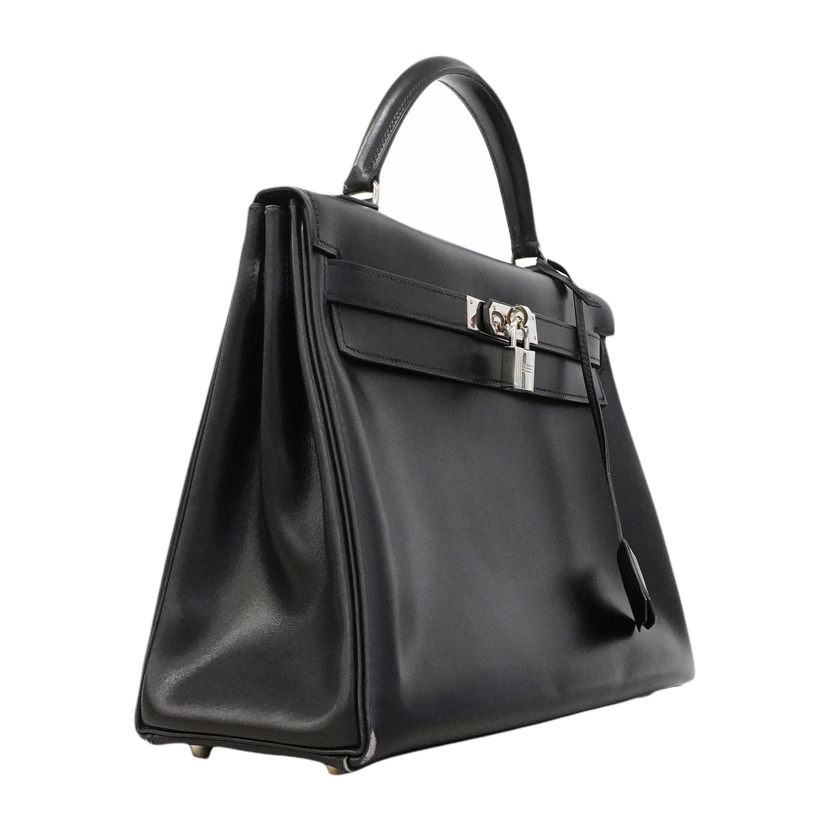【6hb0086】エルメス ハンドバッグ ケリー32 ボックスカーフ ブラック シルバー金具 □B刻印 2wayバッグ【中古】レディース