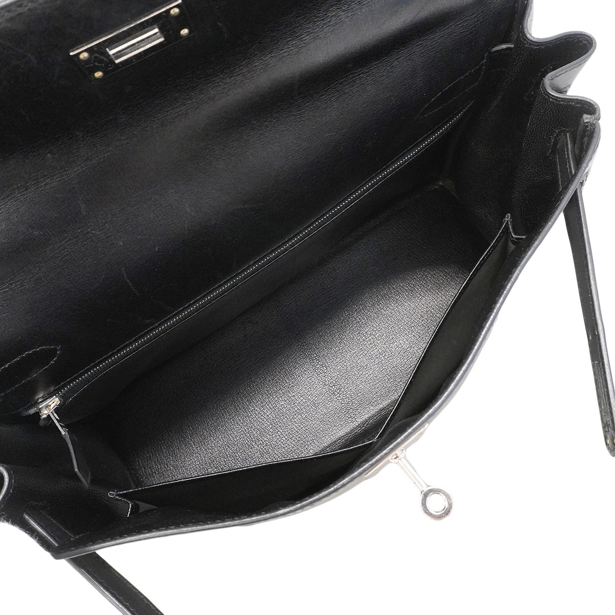 【6hb0086】エルメス ハンドバッグ ケリー32 ボックスカーフ ブラック シルバー金具 □B刻印 2wayバッグ【中古】レディース