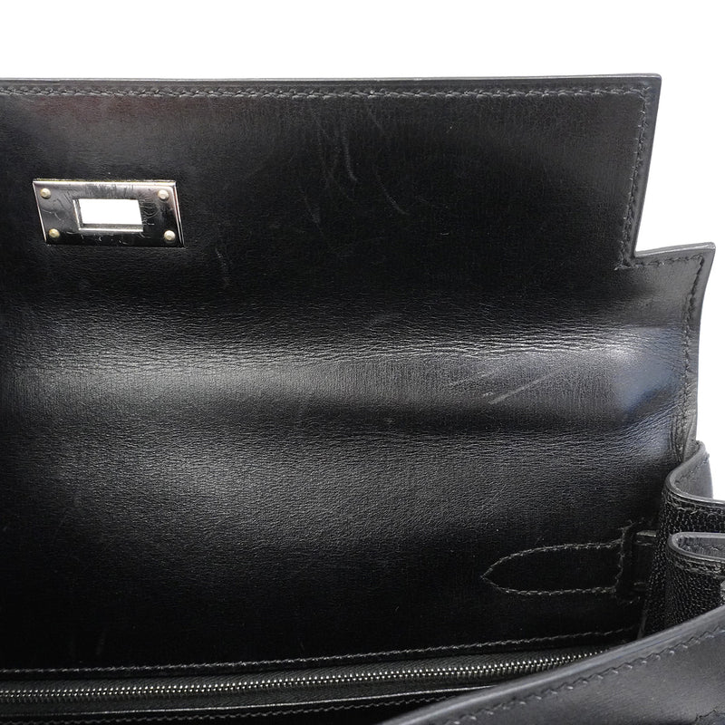 【6hb0086】エルメス ハンドバッグ ケリー32 ボックスカーフ ブラック シルバー金具 □B刻印 2wayバッグ【中古】レディース