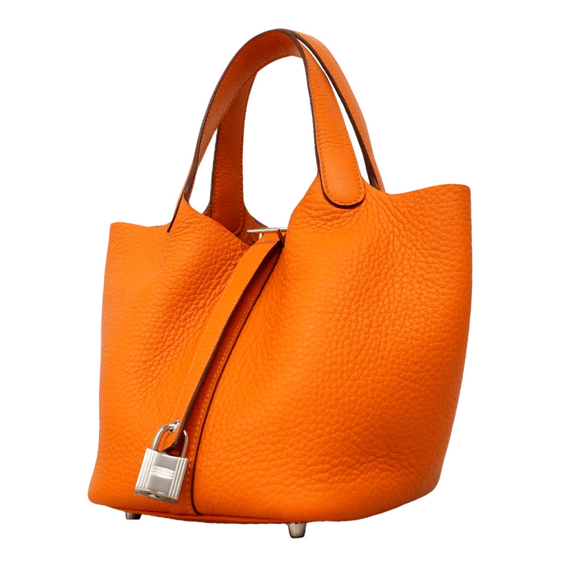 【6hb0092】エルメス ハンドバッグ ピコタンロックPM トリヨンクレマンス オレンジ シルバー金具 K刻印【中古】レディース