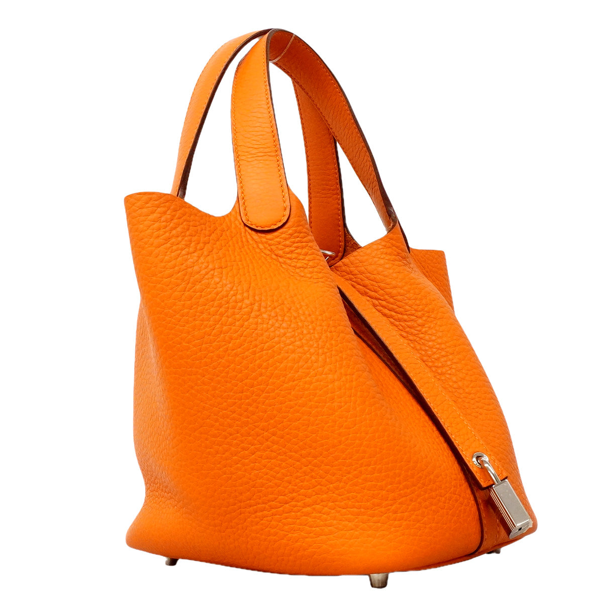 【6hb0092】エルメス ハンドバッグ ピコタンロックPM トリヨンクレマンス オレンジ シルバー金具 K刻印【中古】レディース