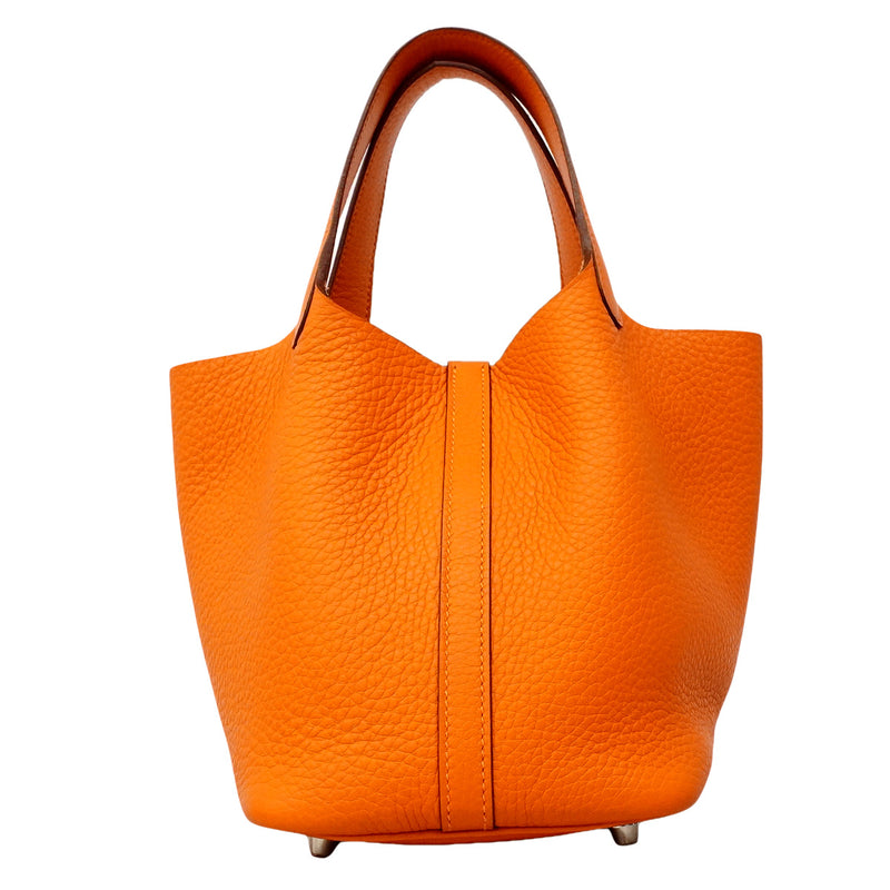 【6hb0092】エルメス ハンドバッグ ピコタンロックPM トリヨンクレマンス オレンジ シルバー金具 K刻印【中古】レディース