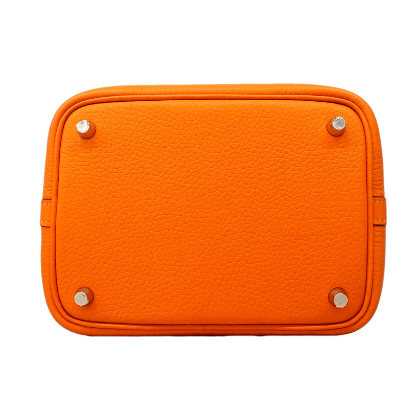 【6hb0092】エルメス ハンドバッグ ピコタンロックPM トリヨンクレマンス オレンジ シルバー金具 K刻印【中古】レディース
