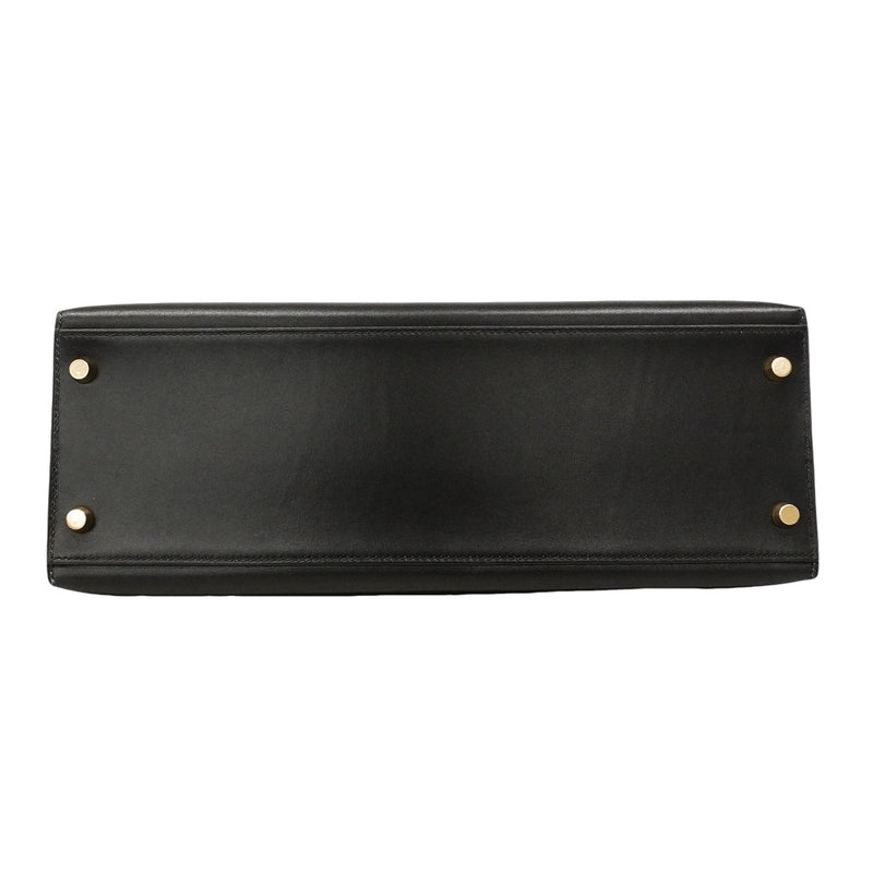 【6hb0093】エルメス ハンドバッグ ケリー32 ボックスカーフ ブラック ゴールド金具 □E刻印 2wayバッグ【中古】レディース