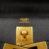 【6hb0093】エルメス ハンドバッグ ケリー32 ボックスカーフ ブラック ゴールド金具 □E刻印 2wayバッグ【中古】レディース