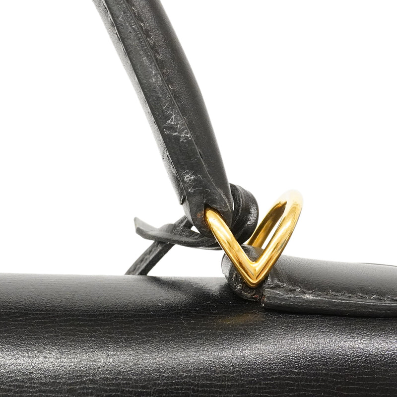 【6hb0093】エルメス ハンドバッグ ケリー32 ボックスカーフ ブラック ゴールド金具 □E刻印 2wayバッグ【中古】レディース