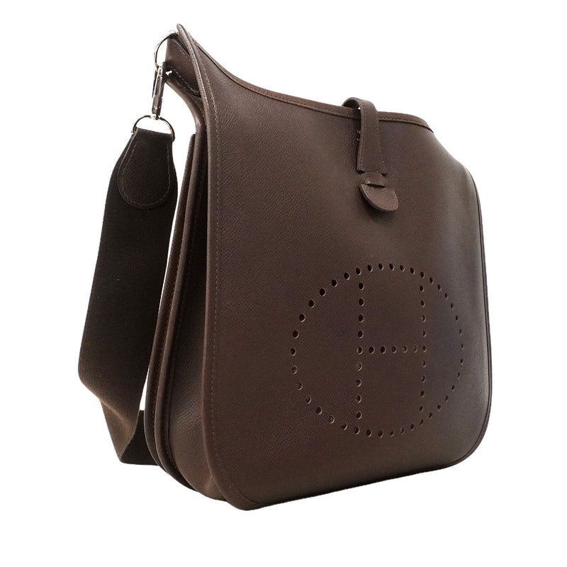 【6hb0094】エルメス ショルダーバッグ エヴリン2PM ヴォーエプソン ハバナ シルバー金具 □K刻印【中古】レディース