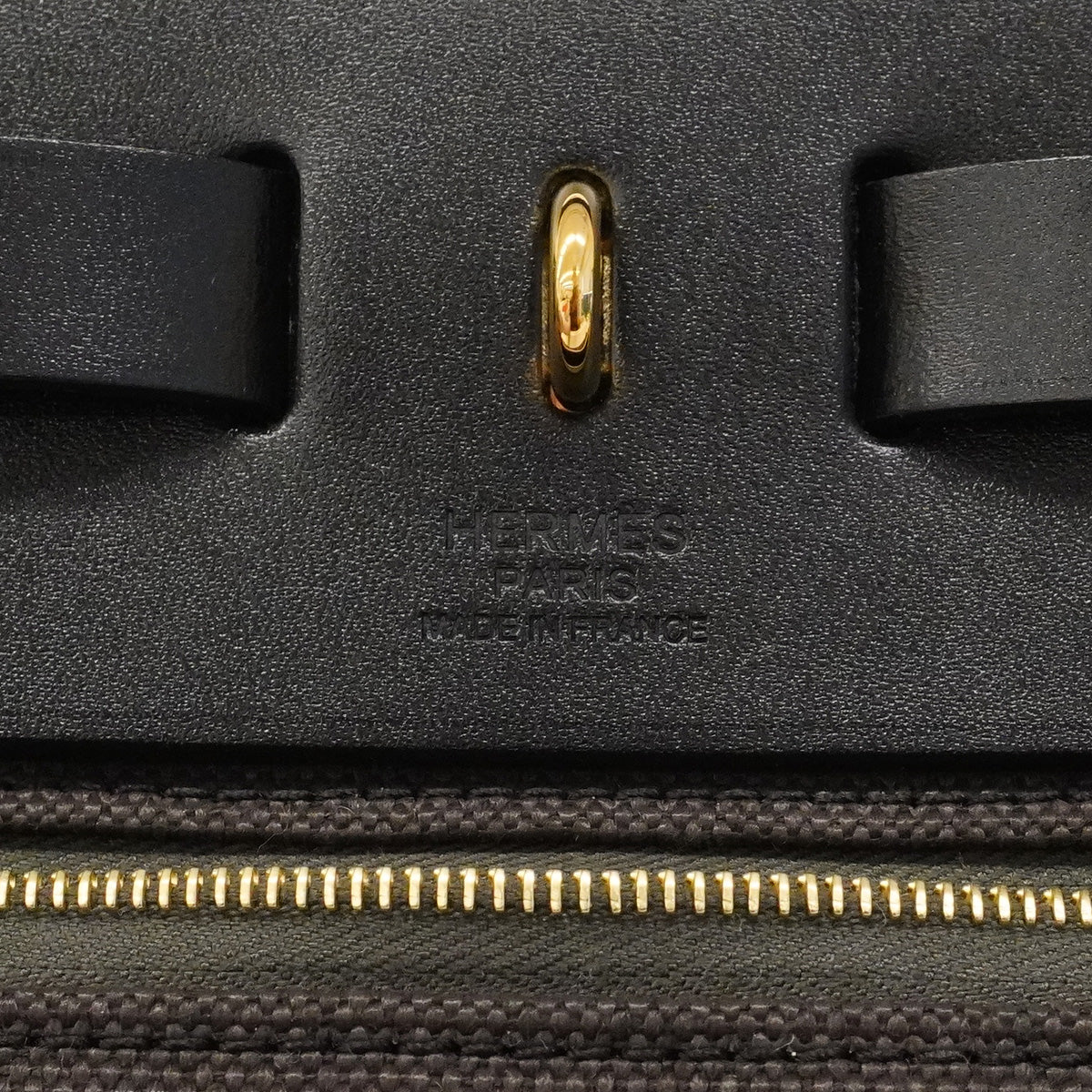 【6hb0095】エルメス ハンドバッグ エールバッグジップポケットPM トワルミリタリー ブラック ブラウン ゴールド金具 G刻印 2wayバッグ【中古】レディース
